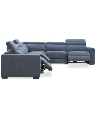 Nevio 6-Pc. Fabric Power Headrest Sectional with 3 Power Motion Chairs