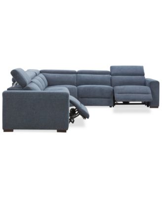 Nevio 6-Pc. Fabric Power Headrest Sectional with 2 Power Motion Chairs