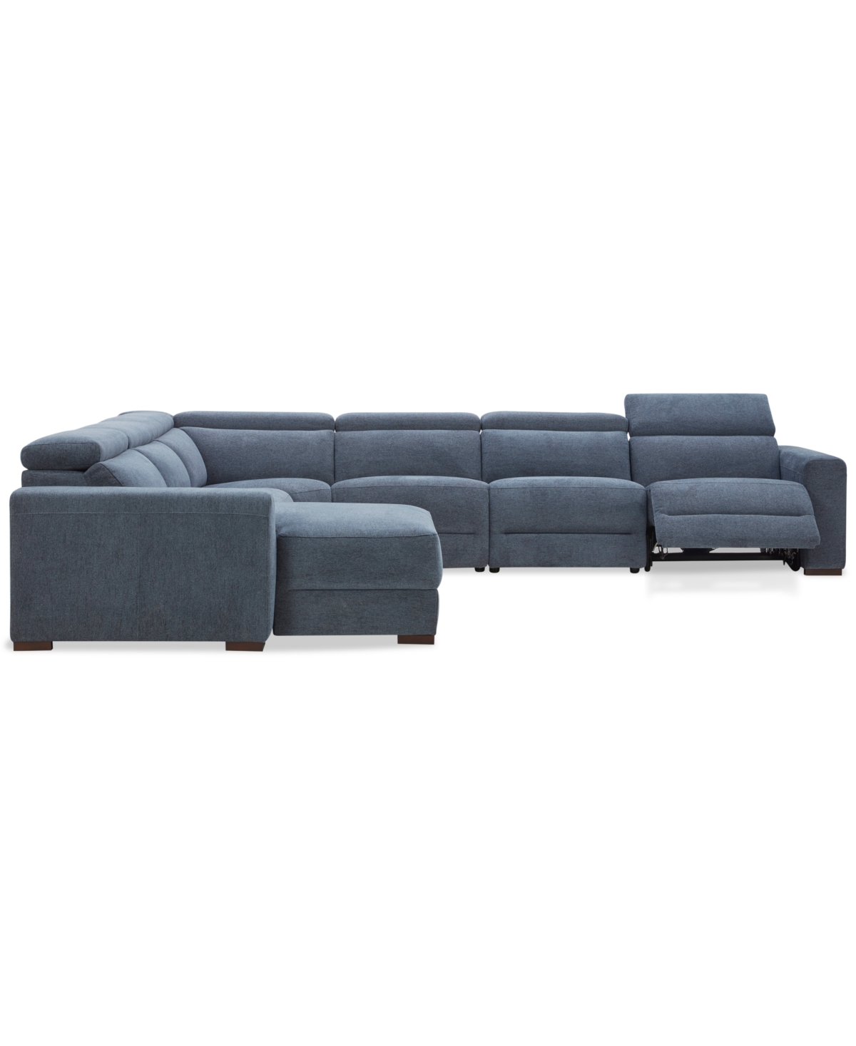 Macy's Nevio 6-pc. Fabric Power Headrest Sectional With 1 Power Motion Chair