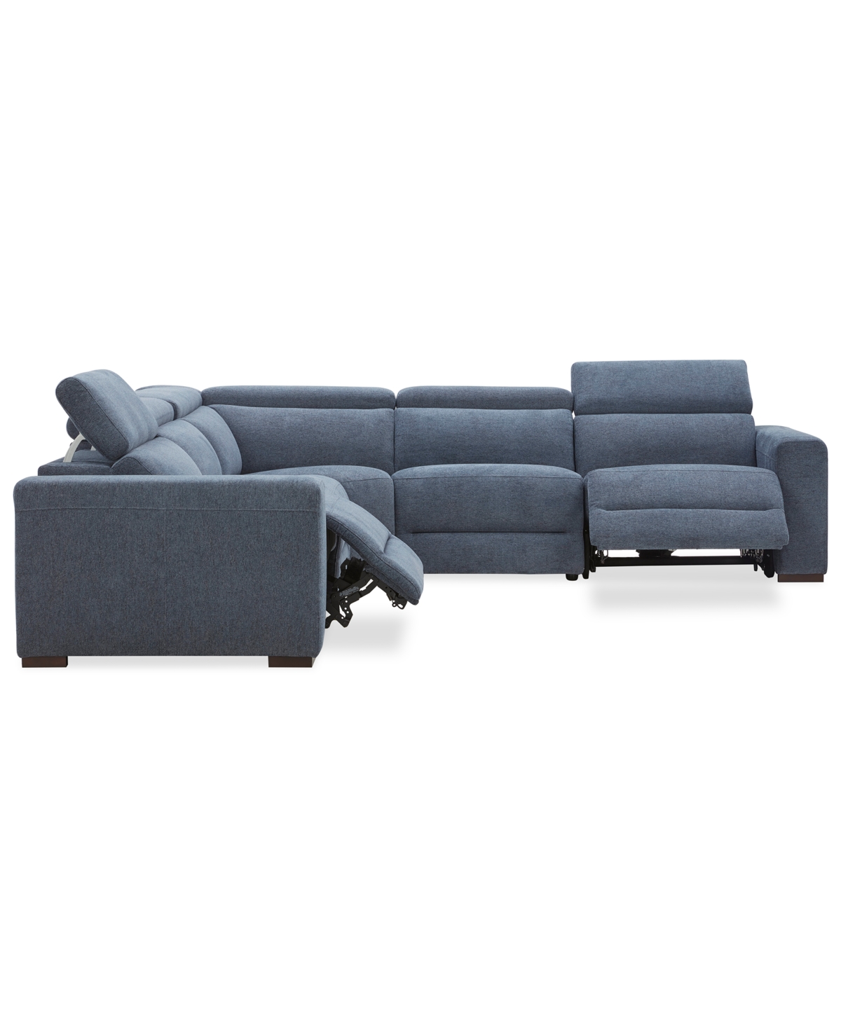 Macy's Nevio 5-pc. Fabric Power Headrest Sectional With 3 Power Motion Chairs