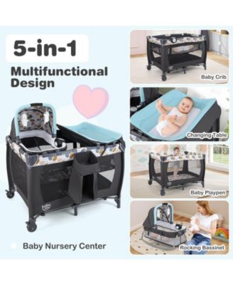 Boys 4 in 1 Convertible Portable Playard Newborn Napper
