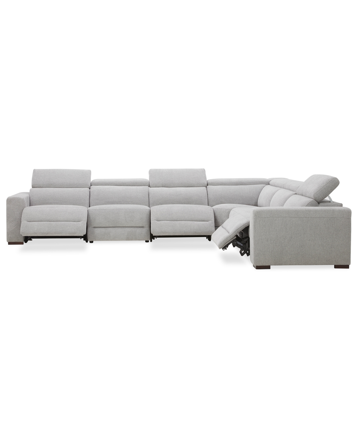 Macy's Nevio 6-pc. Fabric Power Headrest Sectional With 3 Power Motion Chairs