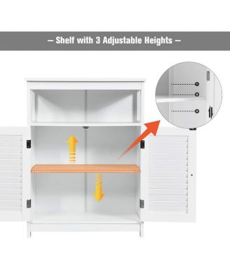Wood Freestanding Bathroom Storage Cabinet with Double Shutter Door