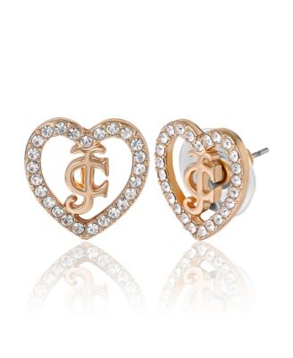 Gold-Tone Pave Heart Necklace & Stud Earrings Set