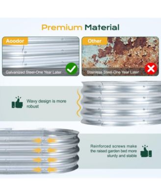 2Pcs Galvanized Raised Garden Bed Kit,35.34''(L) x 23.62''(W) x11.81''(H) Outdoor Garden Planter Oval Large Boxes for Vegetables, Flowers, Herbs - Silver