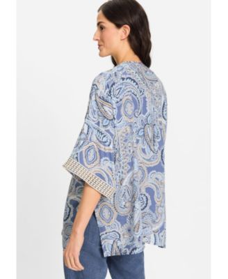 Women's Paisley Kimono with Embroidered Trim