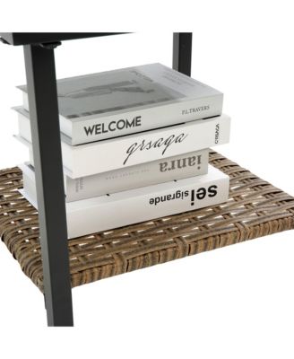 Outdoor Patio Furniture Sectional Sofa Set,3-Piece Outdoor Rattan Rocking Chair Set with Cushion, Table