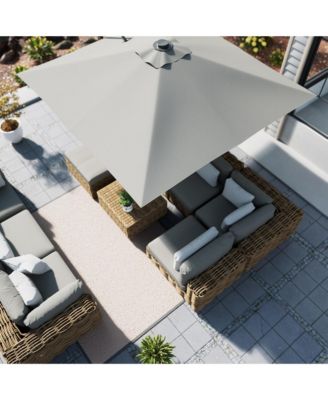 120" Square Cantilever Umbrella with Detachable LED Atmosphere Light, Bluetooth Player and Weight Base