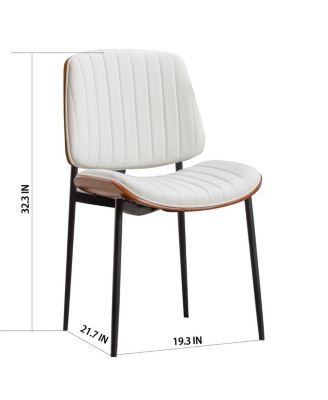 Dining Chairs Set of 2 Mid Century Modern Retro Faux Leather Chair with Upholstered Seat Metal Legs Adjustable Foot