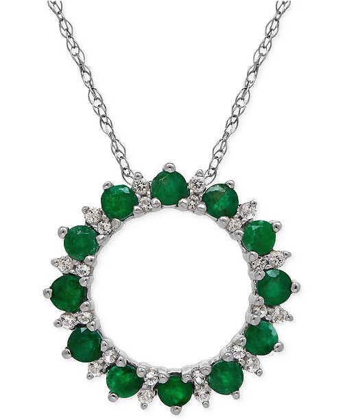 Macy's Emerald (9/10 ct. t.w.) and White Topaz (19/10 ct. t.w.) Circle