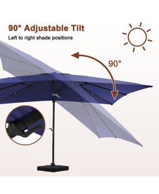 156"W x 120"D Rectangular Cantilever Umbrella with Detachable LED Atmosphere Light and Bluetooth Player, w/ Weight Base Included