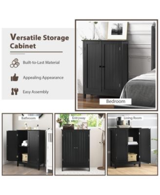 2-Door Free-Standing Bathroom Cabinet with Shelf