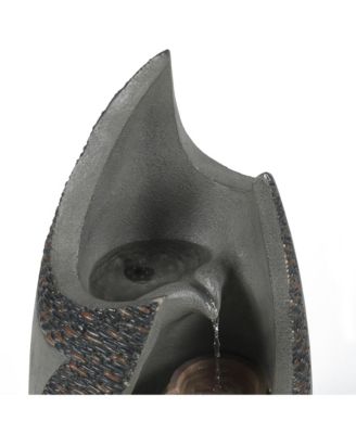 Resin Modern Tiered Patio Fountain with LED Lights