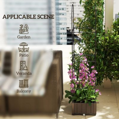 Outsunny Raised Garden Bed with Trellis Self Watering Planter Box 69. 7inch Tomato Planters for Climbing Plants