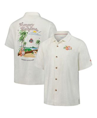Tommy Bahama - Men's White Ohio State Buckeyes Grand Slam Bay Camp Button-Up Shirt