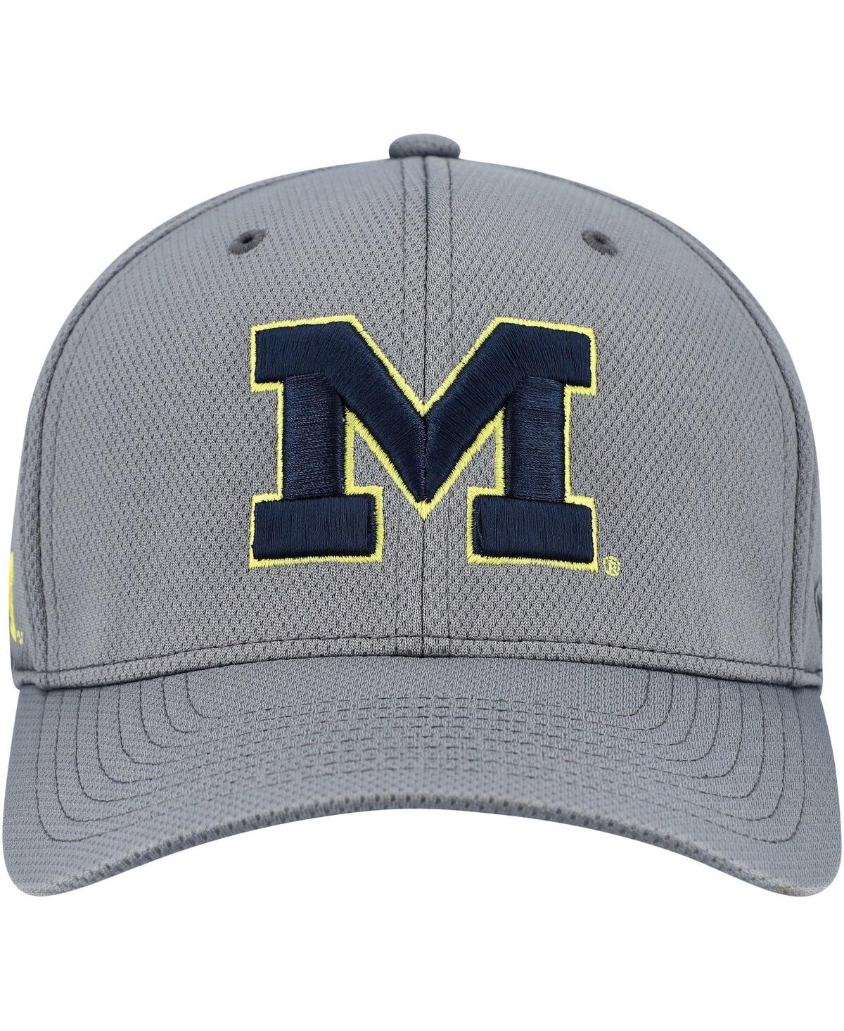 Top Of The World Men's Gray Michigan Wolverines Reflex Hybrid Tech Flex Hat