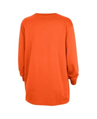 Women's Orange WNBA Jump Woman Logo Boyfriend Oversized Long Sleeve T-Shirt