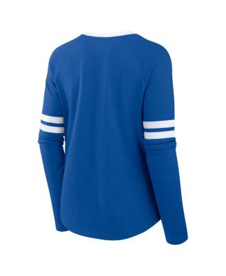 Women's Royal Los Angeles Dodgers Won Done Raglan Lace-Up Long Sleeve T-Shirt