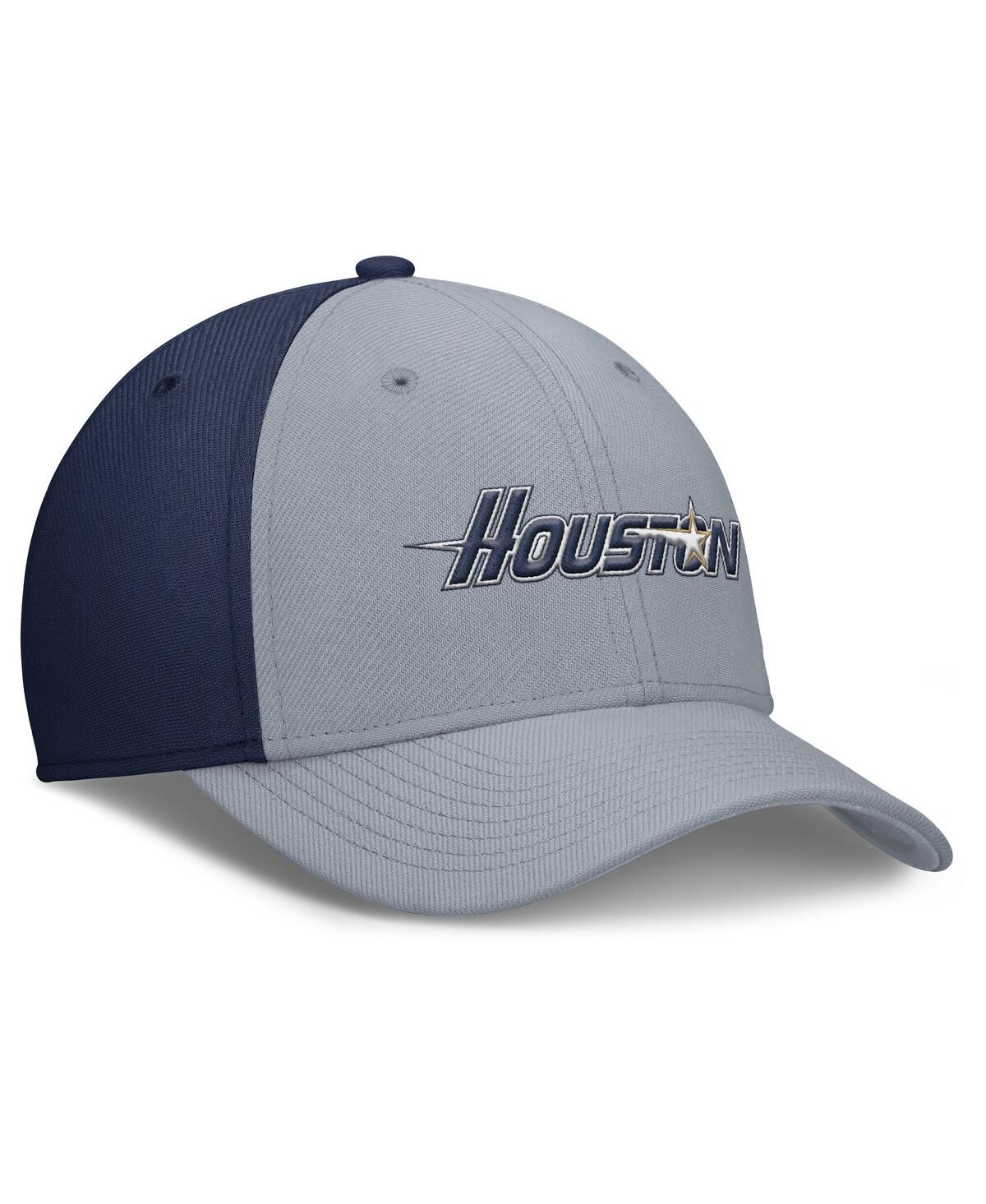 Nike Men's Gray/navy Houston Astros Rise Swoosh Performance Flex Hat
