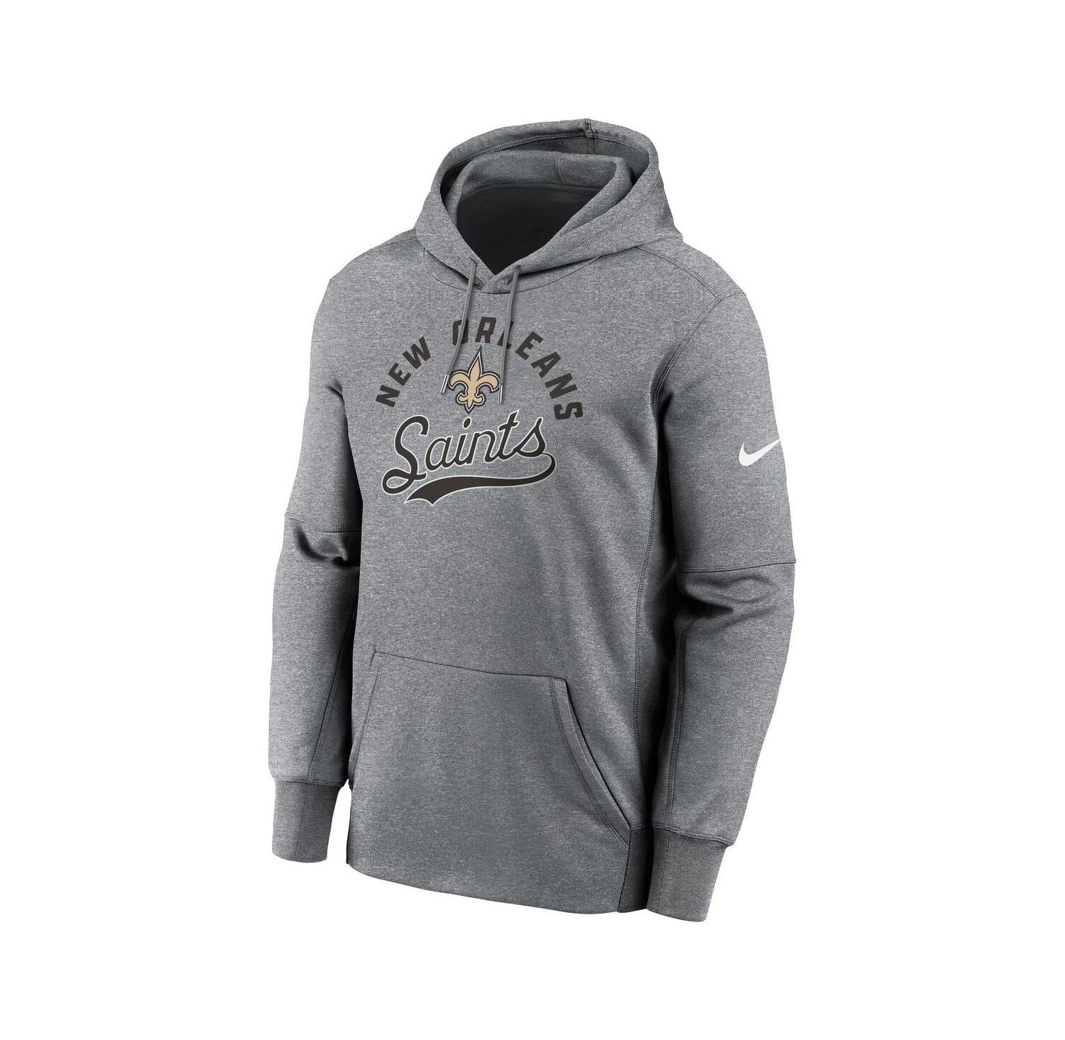 Men's Heather Gray New Orleans Saints Performance Fleece Pullover Hoodie