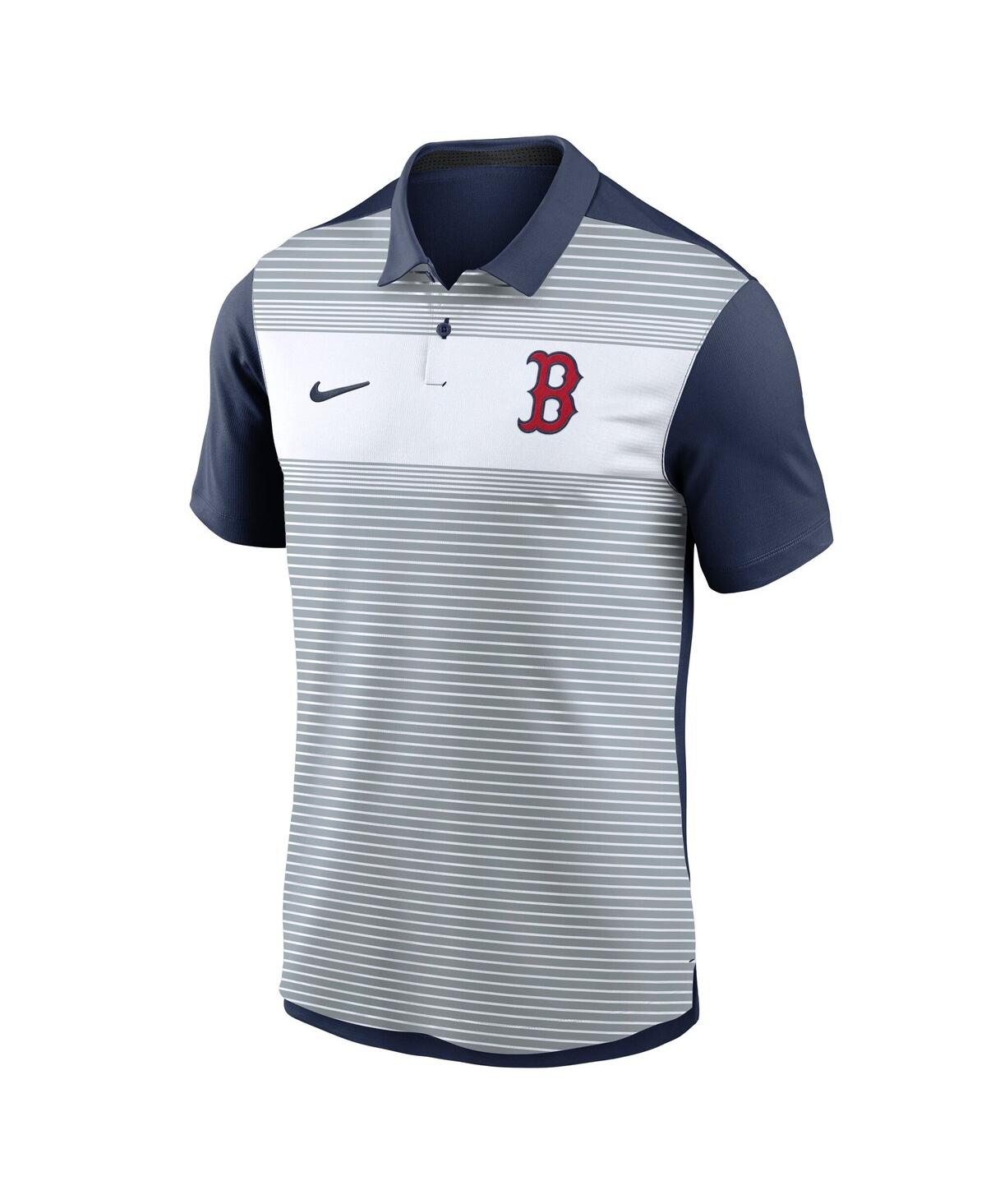 Nike White/navy Boston Red Sox Vapor Striped Performance Polo In Multi