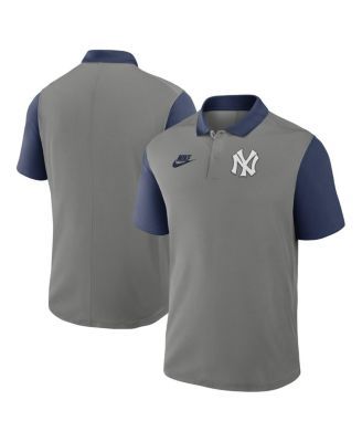 Nike - Men's Gray/Navy New York Yankees Cooperstown Collection Color-Block Victory Performance Polo Shirt