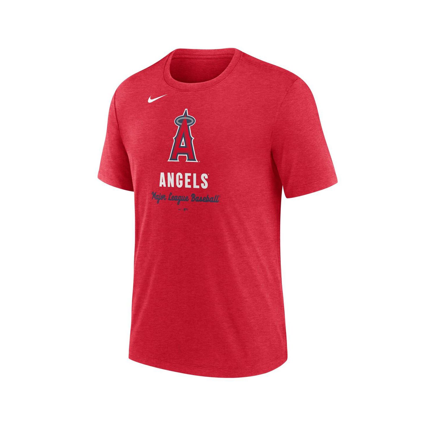 Men's Heather Red Los Angeles Angels Logo Tri-Blend T-Shirt