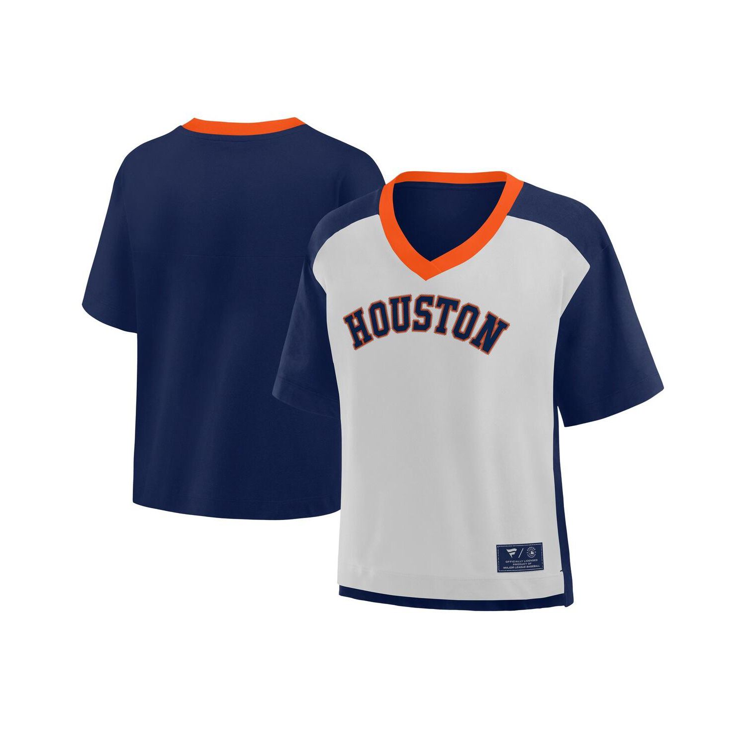 Women's Navy/Graphite Houston Astros Oversized Race to Win V-Neck T-Shirt