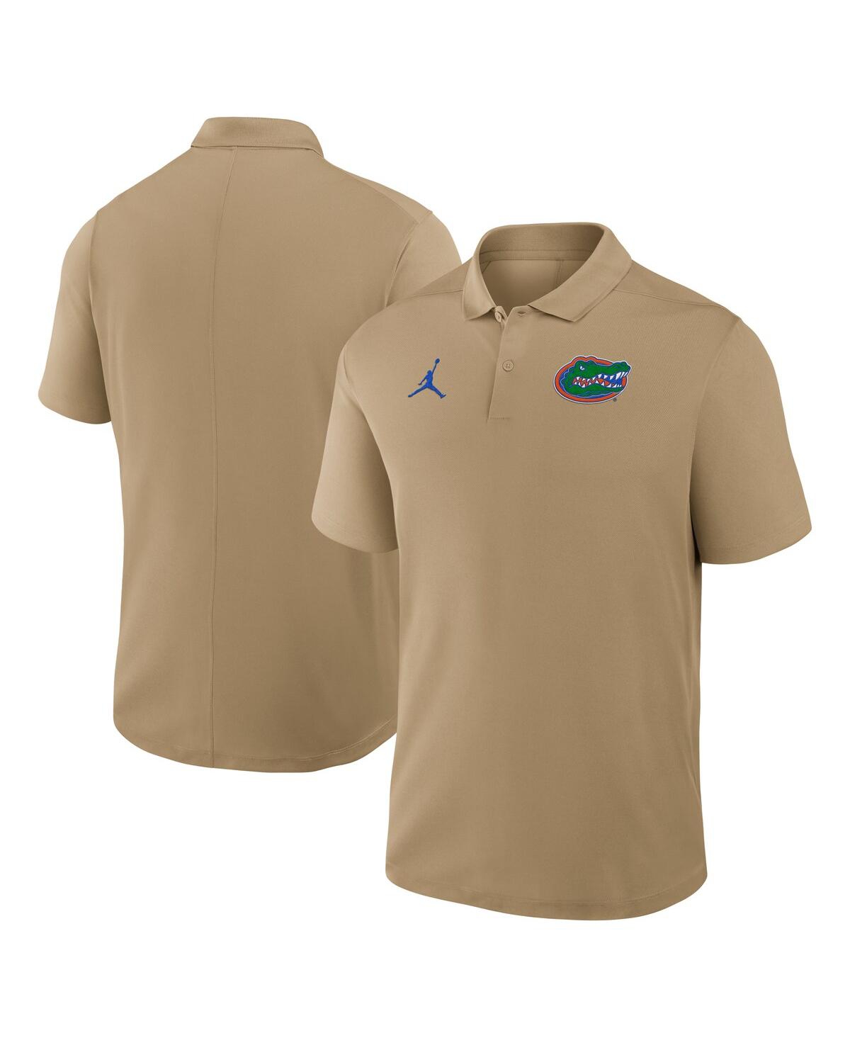 JORDAN MEN'S TAN FLORIDA GATORS PRIMETIME VICTORY PRIMARY LOGO PERFORMANCE POLO SHIRT 