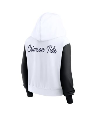 Women's White Alabama Crimson Tide Cropped Beyond Capability Color-Block Script Full-Zip Hoodie