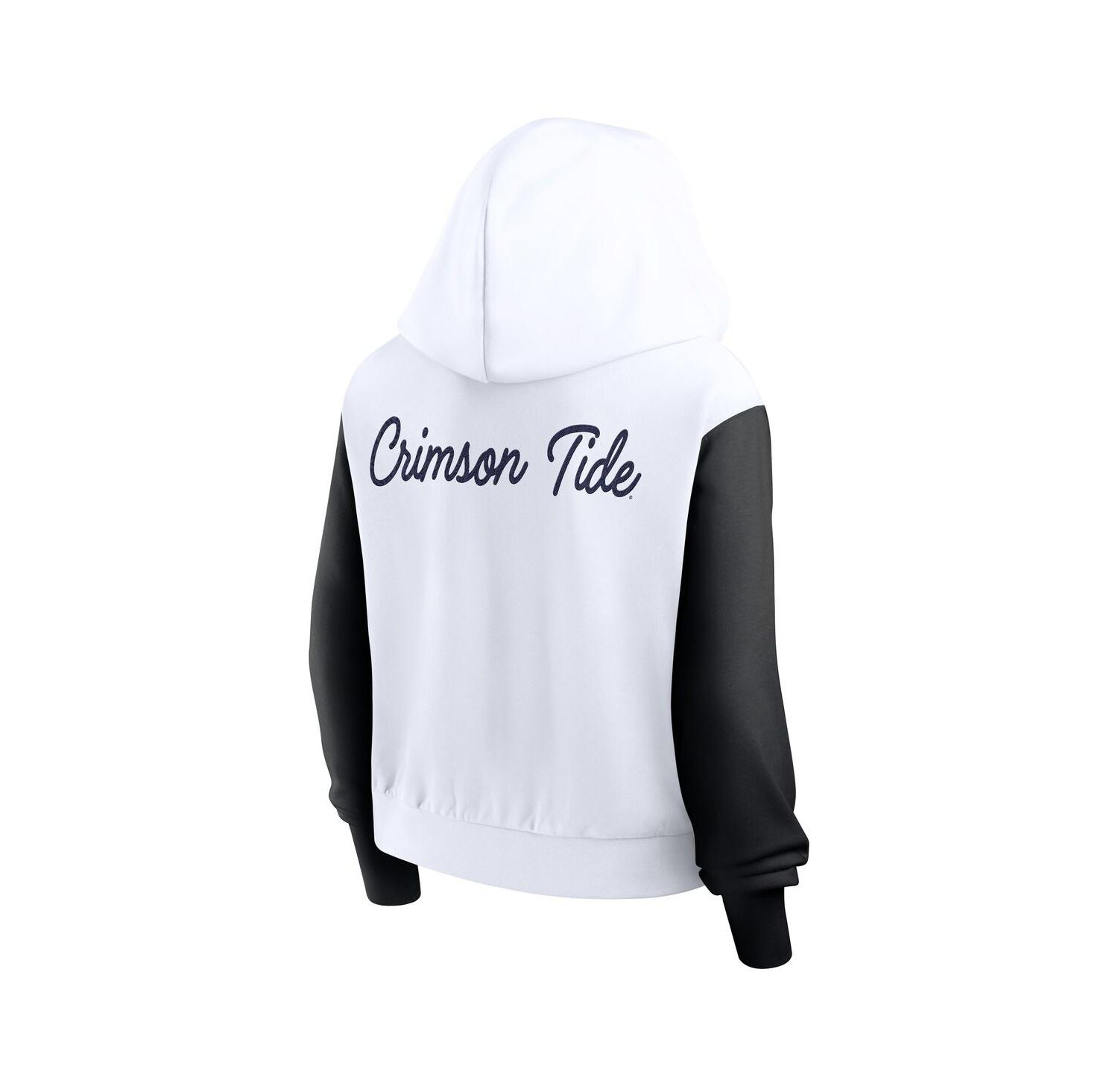 Women's White Alabama Crimson Tide Cropped Beyond Capability Color-Block Script Full-Zip Hoodie