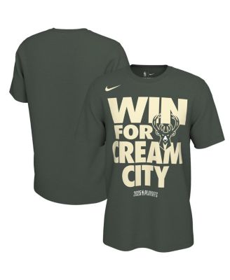 Nike - Men's and Women's&nbsp;Hunter Green Milwaukee Bucks 2025 NBA Playoffs On-Court Mantra T-Shirt