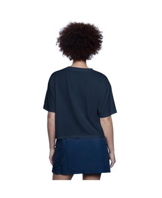 Women's Navy New York Yankees Play the Ball Boxy Cropped T-Shirt