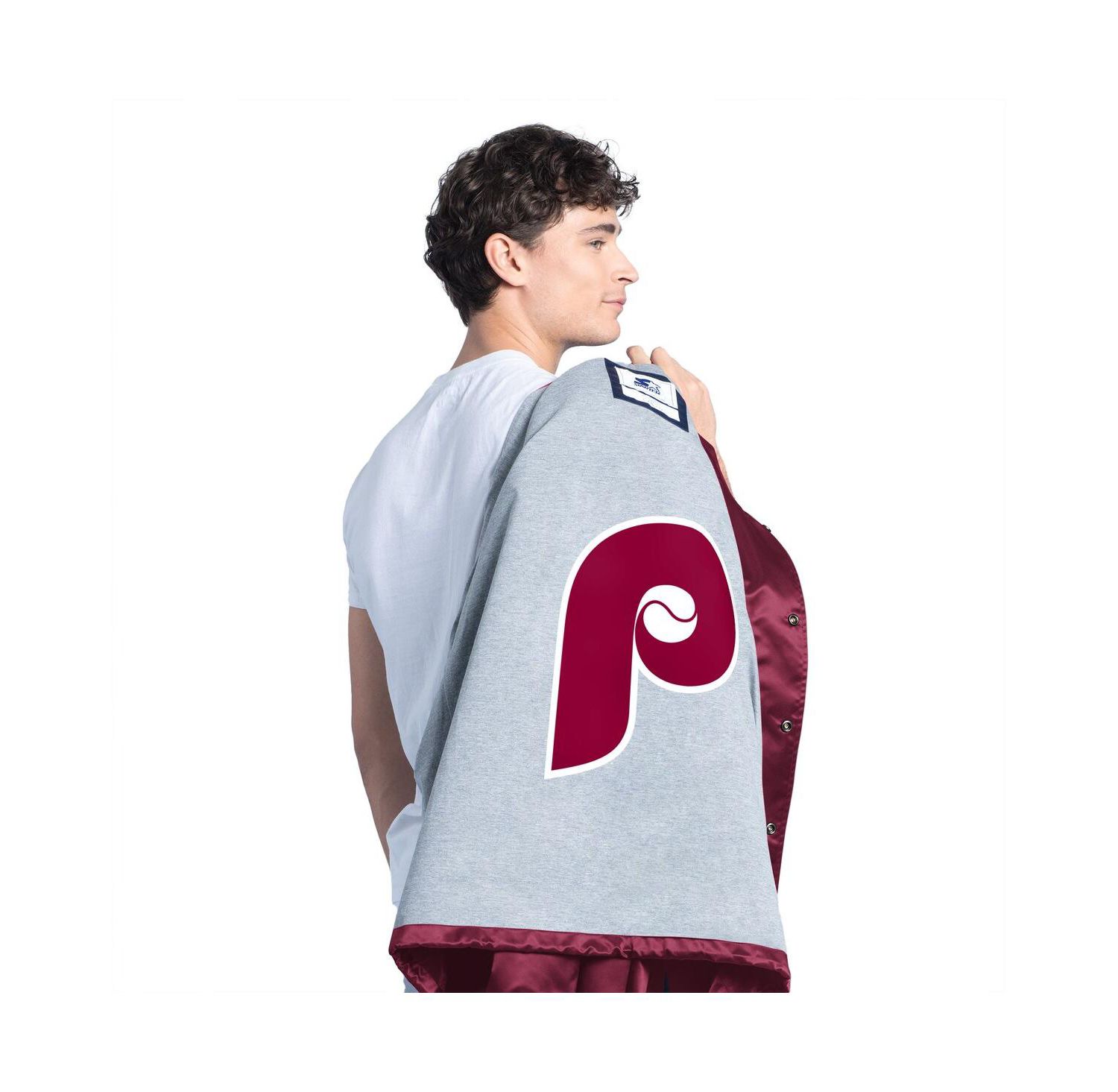 Men's Burgundy Philadelphia Phillies Cooperstown Collection Point Man Full-Snap Coaches Jacket