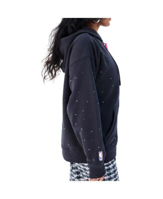 Women's Black Golden State Warriors Oversized Allover Gemstone Full-Zip Hoodie