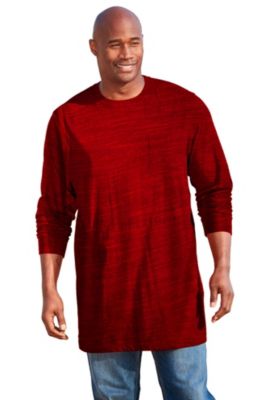 Men's Big & Tall Shrink-Less Lightweight Longer-Length Long-Sleeve Crewneck Pocket Tee