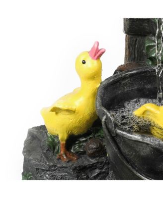 Resin Duck Family Bath Patio Fountain