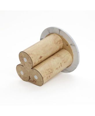 Chairside Table – 1 Pc, Manufactured Wood & Faux Marble, 17.7-Inch Round, 2-Tier Accent Table for Living Room or Bedroom