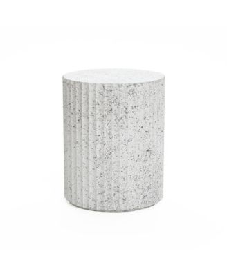 2-Piece White with Gray Flecks Manufactured Wood Nesting Side Table Set