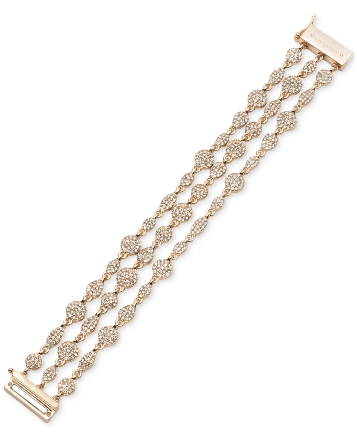Givenchy Gold-tone Pave Cluster Triple-row Flex Bracelet