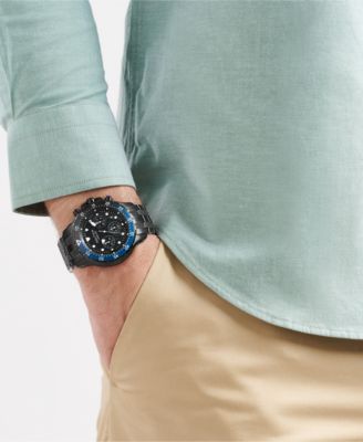 Men's Chronograph Black Stainless-Steel Watch, 44mm