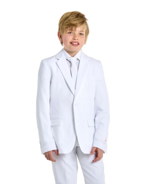 Детский пиджак OppoSuits Teen Boys White Knight Slim Fit Solid Suit Including Blazer, Pants and Clip-On-Tie, цвет: Белый