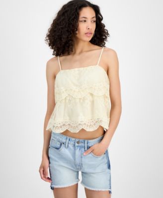 Women's Lace Cotton Tiered Camisole, Exclusively at Macy's