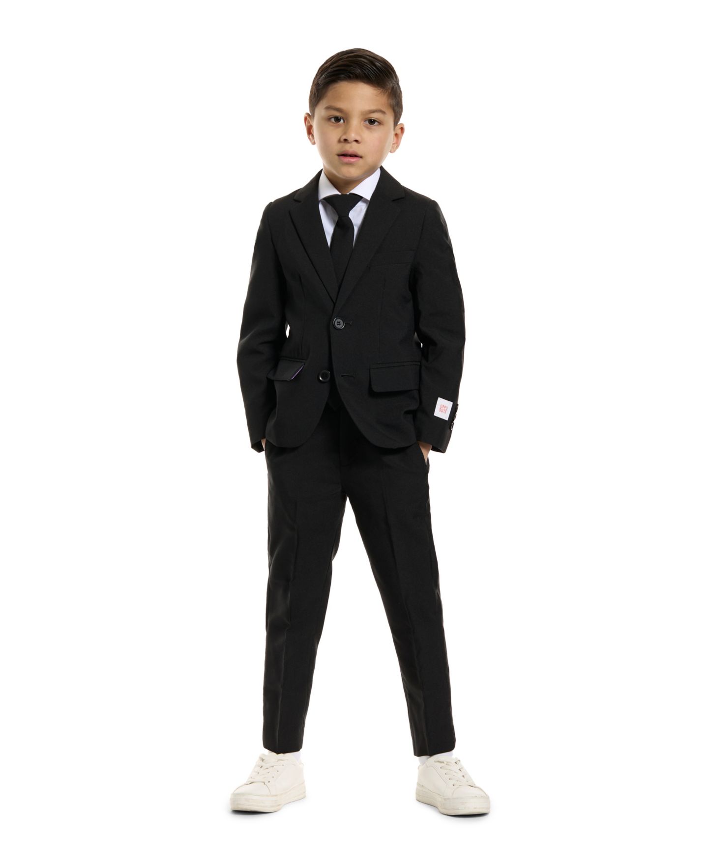 Пиджак OppoSuits Black Knight Slim Fit Solid Suit Including Blazer, Pants and Clip-On-Tie для мальчиков, цвет: Чёрный — фото 2