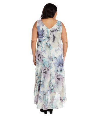 R & M Richards Plus Size Printed Sleeveless Midi Dress & Cropped Jacket