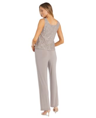 Petite Sequin Lace Jacket, Tank & Pants Set