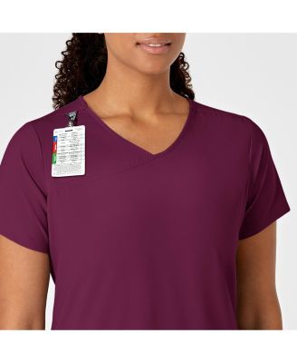 Women's W123 Y-Neck Wrap Scrub Top