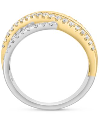 EFFY&reg; Diamond Multi-Row Crossover Statement Ring (5/8 ct. t.w.) in 14k White & Yellow Gold