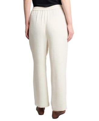 Jone New York Women's Textured Drawstring Wide-Leg Pants