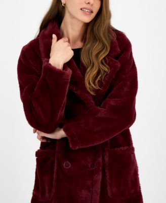 Juniors' Faux-Fur Double-Breasted Coat, Created for Macy's